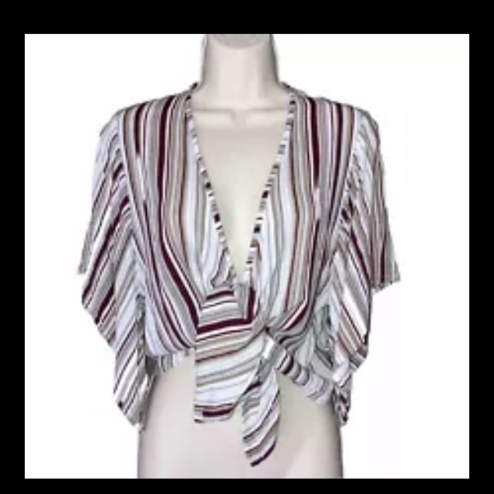 Faithfull the Brand Anthropology Olsen Beachy Tie Top Franklin Stripe Size 6